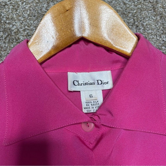 Vintage Christian Dior Hot Pink Button Down - Picture 2 of 5